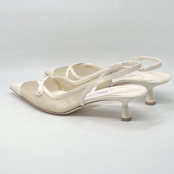 Jimmy Choo Amita Metallic Mesh & Patent Leather Slingback Pumps size 38.5 - Picture 8 of 15